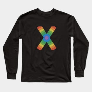 Retro Rainbow 'X' Sticker Long Sleeve T-Shirt